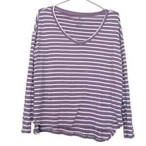 American Eagle Women Striped Soft Sexy Long Sleeve V Neck size small